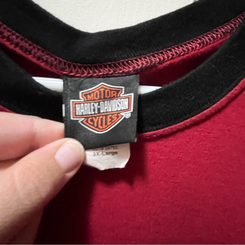 Harley-Davidson Red and Black Crew Neck Shirt - Picture 3 of 6